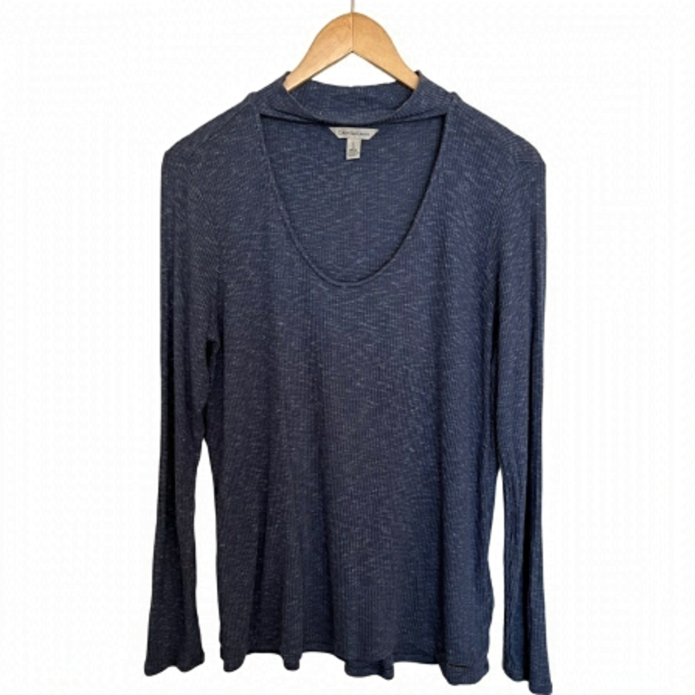 CALVIN Klein Ribbed Knit Choker Style Top